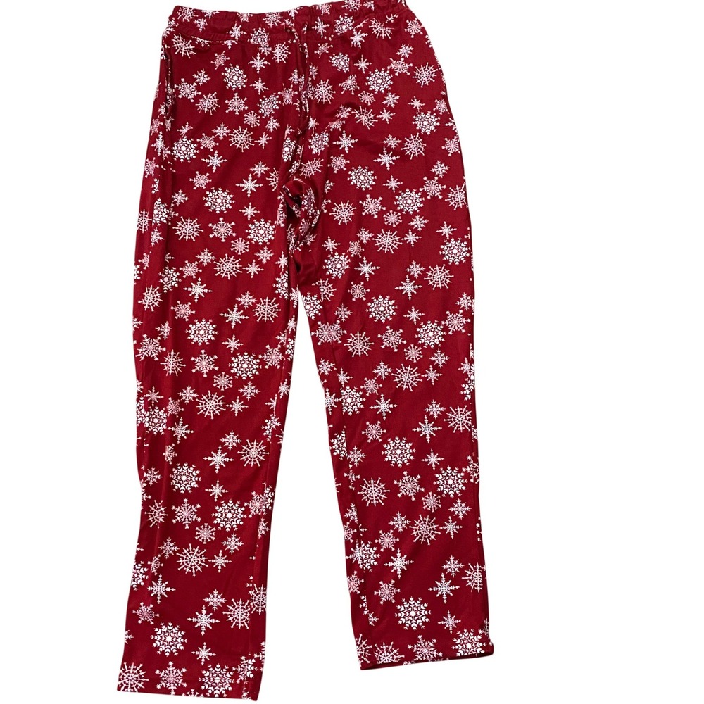 Tranquil & True Pajama Pants Womens Large Red Snowflake Holiday Sleepwear